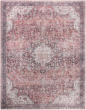 Nourison Washables NWB15 Machine Made Power-loomed Narrow Border Indoor Only Vintage  Rug Red, Red Front Base, 85% Polyester,9% Cotton,6% Other Fibers 99446994479