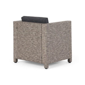 English Elm Puerta Outdoor Club Chair Woven Faux Rattan Iron Frame All Weather Patio Lounge 52979.00MBK