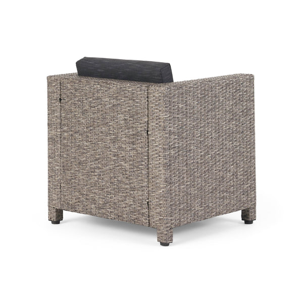 English Elm Puerta Outdoor Club Chair Woven Faux Rattan Iron Frame All Weather Patio Lounge 52979.00MBK