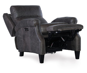 Hooker Furniture Hurley Aniline Top-Grain Leather Power Recliner With Usb, Bustle Back, Rolled Arms & Tapered Legs RC103-PH-095