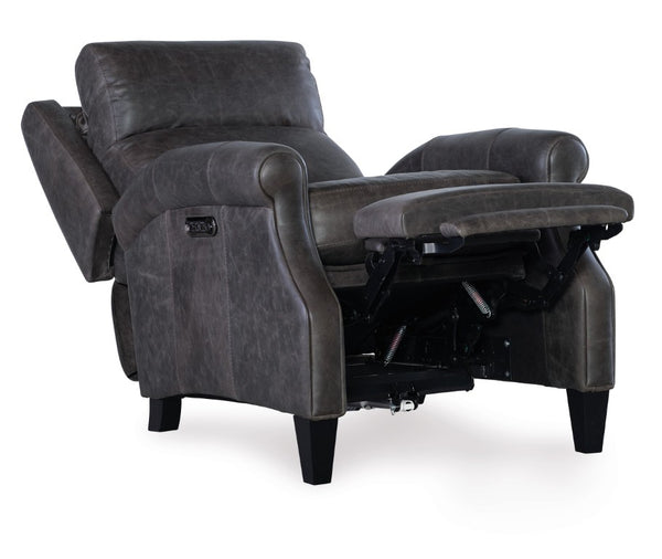 Hooker Furniture Hurley Aniline Top-Grain Leather Power Recliner With Usb, Bustle Back, Rolled Arms & Tapered Legs RC103-PH-095