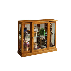 Lighted 1 Shelf Console Display Cabinet in Golden Oak Brown Brown 6715 Pulaski Furniture