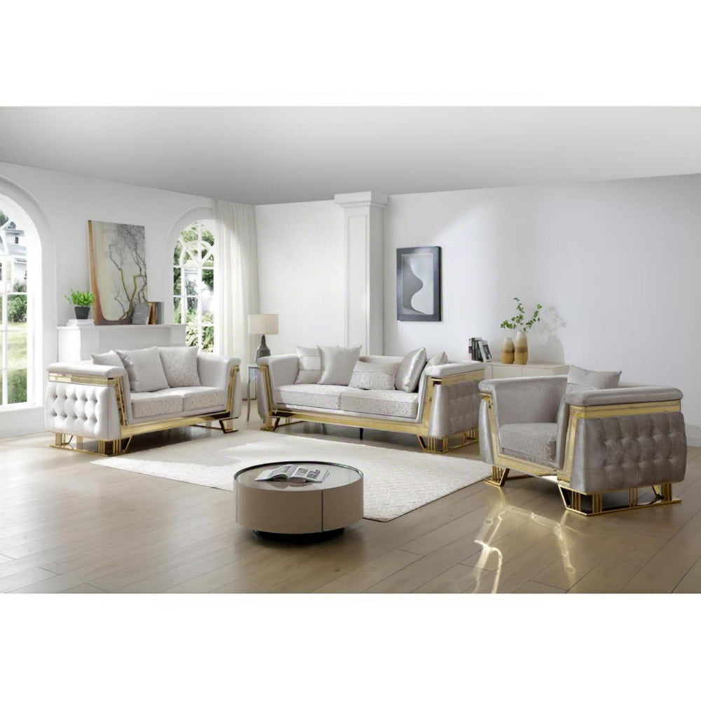 English Elm Rebecca Glam Tufted Loveseat with Gold Trim Shimmering Fabric and Hollywood Elegance B078P468202