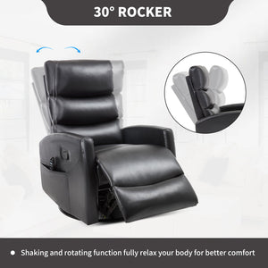 English Elm Heat Massage Rocker Swivel Recliner with 8 Vibrating Nodes Fabric Living Room Chair W3224P321856