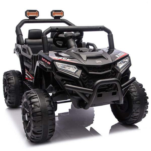 English Elm 12v Kids Electric Utv with 4-wheel Suspension Anti-collision Bar and 2-hour Battery Black W1578P343329