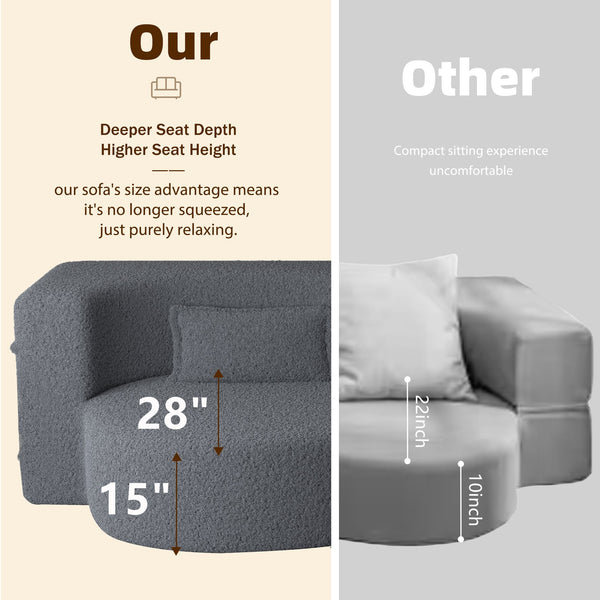 English Elm Modern Corduroy Floor Sofa Foldable Twin Sleeper Foam Filled for Compact Living Spaces Dark Grey W1885P435357