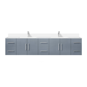 English Elm Dark Grey Double Bath Vanity 84" W x 22" D with White Quartz Top, Soft-Close Drawers & Chrome Faucet Set B2731P258748