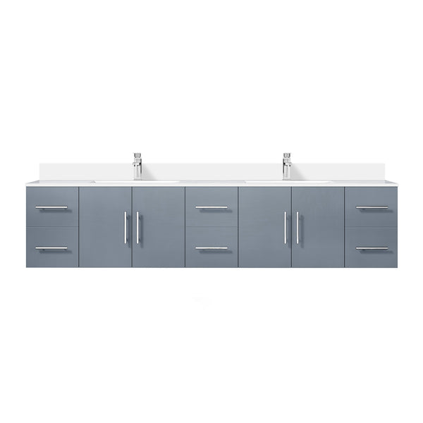 English Elm Dark Grey Double Bath Vanity 84" W x 22" D with White Quartz Top, Soft-Close Drawers & Chrome Faucet Set B2731P258748