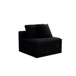 English Elm Sp-009m-black-1u Modular Corduroy Sectional with Reversible Chaise for Modern Living Rooms W3819P448406