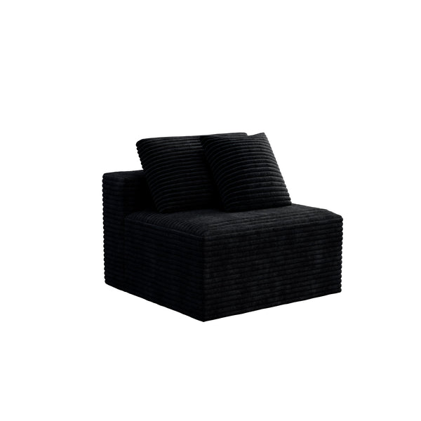 English Elm Sp-009m-black-1u Modular Corduroy Sectional with Reversible Chaise for Modern Living Rooms W3819P448406