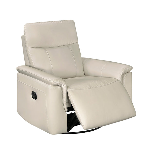 English Elm Luxury Premium Leather Recliner with 360° Swivel, Gentle Glide, High-Density Foam & Pocket Coils taupe 36 L x 30.5 W x 26 H B011P395827
