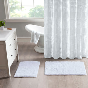 Madison Park Signature Ritzy Casual 100% Cotton Solid Tufted 2 Piece Bath Rug Set MPS72-451 White