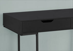 English Elm Computer Desk For Home Office - Modern Black Laminate & Metal, Space-Saving With Storage Drawers B2710P219842