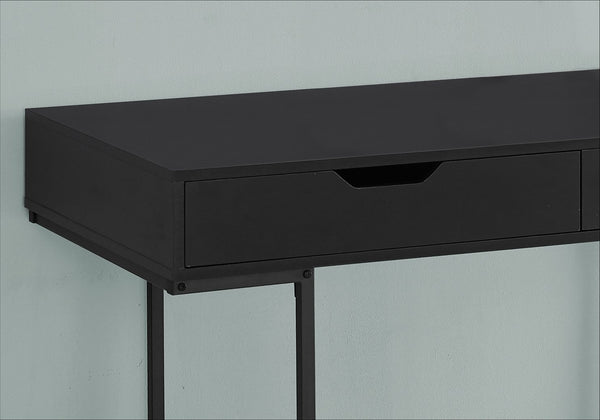English Elm Computer Desk For Home Office - Modern Black Laminate & Metal, Space-Saving With Storage Drawers B2710P219842