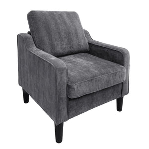 English Elm Living Room Linen Accent Chair Mid Century Modern with Tapered Wood Legs Compact Seat W5052P411380