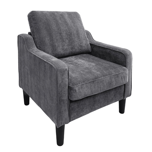 English Elm Living Room Linen Accent Chair Mid Century Modern with Tapered Wood Legs Compact Seat W5052P411380