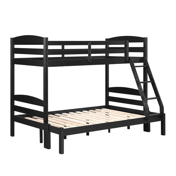 English Elm Twin Twin-over-Twin Bunk Bed with Guard Rails and Ladder, Wood-Engineered Frame, Space-Saving Dorm Style Black 81.5 L x 20.5 W x 10 H B011P362599