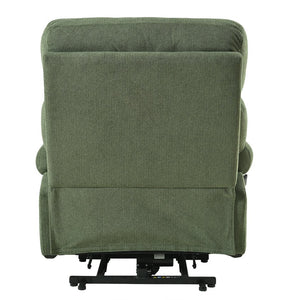 English Elm Oversized Power Lift Recliner Chair with Remote Control, Spacious Fabric Seat and Side Pocket for Comfort and Support Dark Green W1028P261277