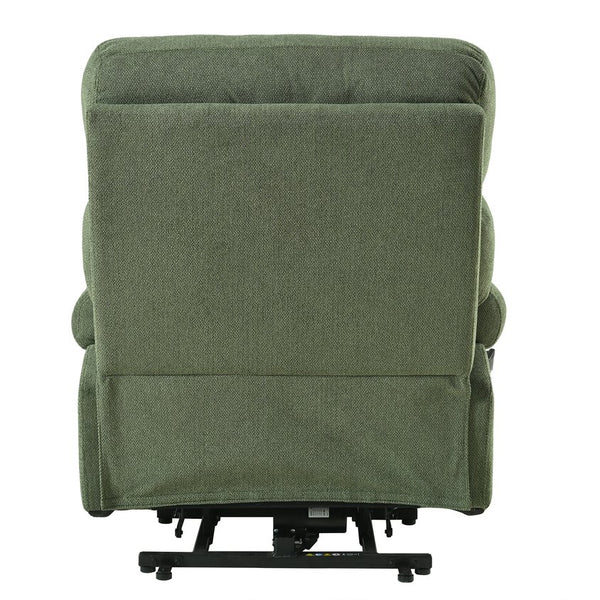 English Elm Oversized Power Lift Recliner Chair with Remote Control, Spacious Fabric Seat and Side Pocket for Comfort and Support Dark Green W1028P261277