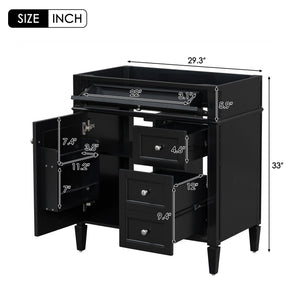 English Elm 30'' Modern Bathroom Vanity Cabinet With 2 Drawers, Tip-Out Storage & Adjustable Shelves, Stylish Design N710P250685B