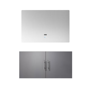 English Elm Dark Grey 36in Bath Vanity with 36in LED Mirror — Fully Assembled Wood Cabinet, Spacious Storage, Modern Finish B2731S00533