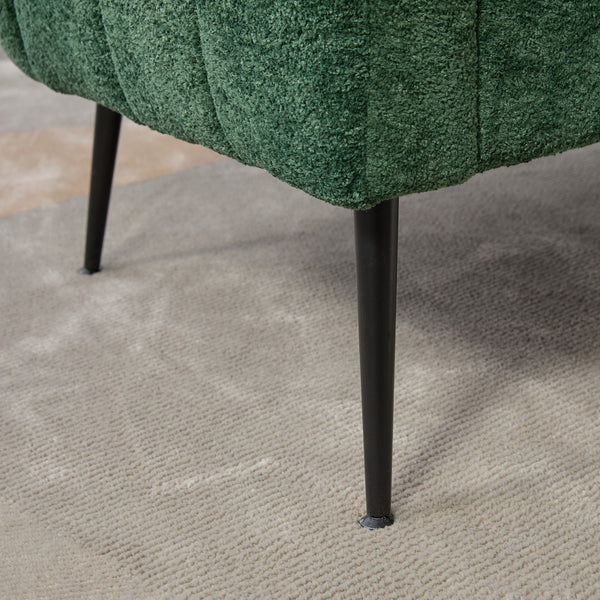 English Elm 50.2'' Channel Tufted Chenille Settee Compact Two Seat Sofa with Metal Legs Green W3118P397105
