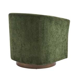 English Elm Halo Velvet Barrel Swivel Accent Chair with Bentwood Ring Base for Living Rooms Olive Green,Walnut N776P378583G