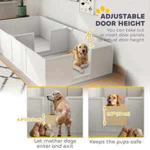 English Elm Pawhut Whelping Box With Washable Pad & Adjustable Door - Safe Space For Dogs & Puppies, 96" X 47" W2225P249986-GIGA