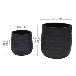 English Elm Large Concrete Texture Magnesium Oxide Round Planters Duo Indoor Outdoor Patio W5212P434275