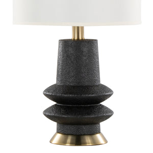 English Elm Lloyd 26" Set Of 2 Contemporary Table Lamps - Matte Black Base, Brass Accents & White Linen Shade B202P224002