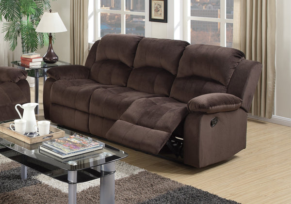 English Elm Modern Reclining Sofa and Loveseat Set Chocolate Suede Tufted Living Room Duo B011S02398