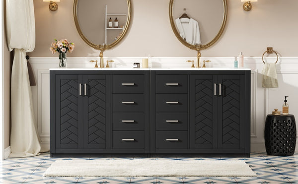 English Elm 72'' Bathroom Vanity Set With Soft-Close Drawers, Elegant Ceramic Sink & Ample Storage Solutions N710SS00013B