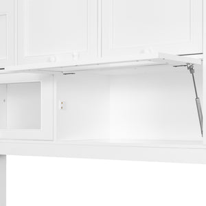 English Elm Twin Murphy Wall Bed with Integrated Tv Stand Open Shelving and Cabinet Storage LP000768AAK