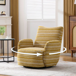 English Elm Modern Boucle 360° Swivel Leisure Chair with High‑Resilience Sponge, Supportive Curve, 550lb Capacity Mustard yellow W395P355482