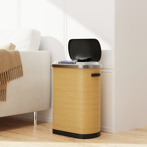 English Elm 50L Smart Sensor Trash Can with Silent Slow-Close Lid, 50L Stainless Steel Motion Bin for Kitchen W1550P154906
