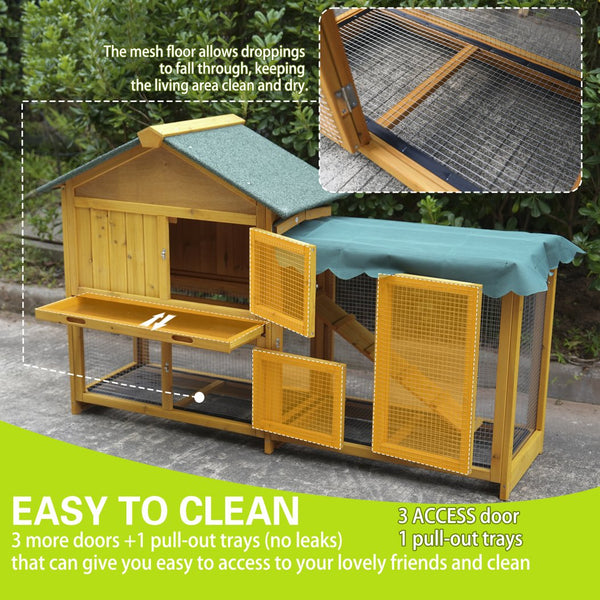 English Elm 45 Inch Solid Wood Outdoor Dog House with Elevated Floor and Waterproof Insulated Roof W1431P388037