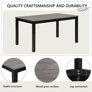 English Elm 6-Piece Stylish Dining Table Set With Bench & Chairs, Modern Light Grey & Black For Kitchen & Dining W1998S00060