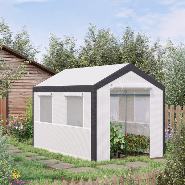 English Elm Outsunny Walk-in Garden Greenhouse Steel Frame Uv Pe Cover Ventilation Windows W2225P217794