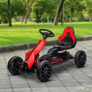 English Elm Aosom Kids Pedal Go Kart Outdoor Ride on Toy with Adjustable Seat and Handbrake W2225P249777