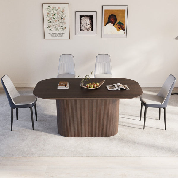 English Elm 63 Stylish Medieval Modern Dining Table & 4 Ergonomic Pu Chairs Set For Home & Kitchen Elegance W2189S00697