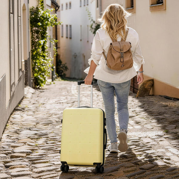 English Elm Luggage 5 Piece Hardside Abs Set with Front Access Carry on and Tsa Spinner Wheels Yellow N732P391557Y