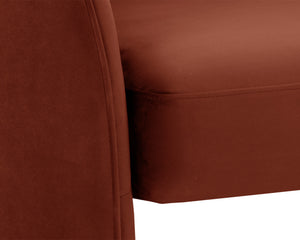 Sunpan Rosalia Contemporary Lounge Chair - Plush Curves and Defined Piping for Stylish Comfort in Any Space Meg Rust