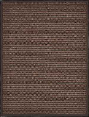 Unique Loom Outdoor Border Checkered Machine Made Border Rug Brown, Brown/Black 9' 0" x 12' 2"