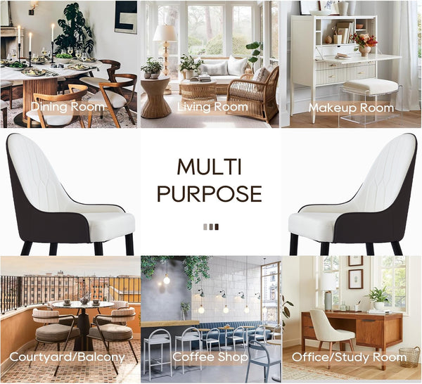 English Elm Modern PU sponge-filled dining chair with faux leather, foam comfort, metal legs and 280lb capacity Dark brown+White W1535119449