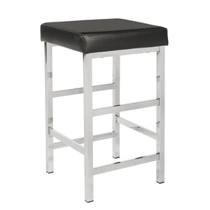 OSP Home Furnishings 26" Polished Chrome Backless Stool Black