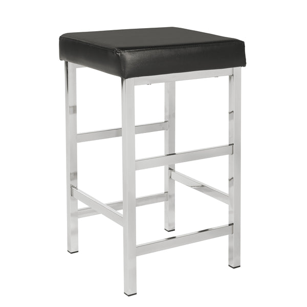 OSP Home Furnishings 26" Polished Chrome Backless Stool Black