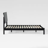 Slatted Headboard Mid-Century Modern Solid Wood Queen Bed Black CALB5CBL Walker Edison