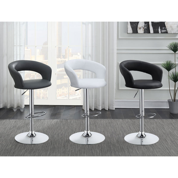 English Elm Porch White Faux Leather Adjustable Bar Stool with Chrome Base, Footrest & Durable Steel Frame B062P333417