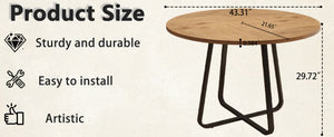 English Elm 43.3" Round Mdf Dining Table Seats Six with X Base Modern Minimalist Kitchen W1727P426752
