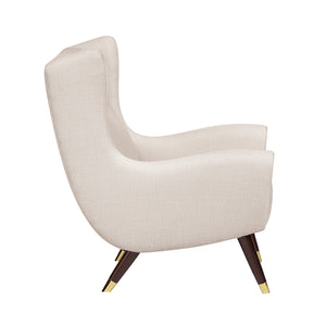 English Elm Modern Wingback Upholstered Accent Chair with Solid Wood Frame, Gold-Tip Legs, Plush Pocket Coil Comfort Beige 30.5 L x 33.5 W x 32 H B011P393050